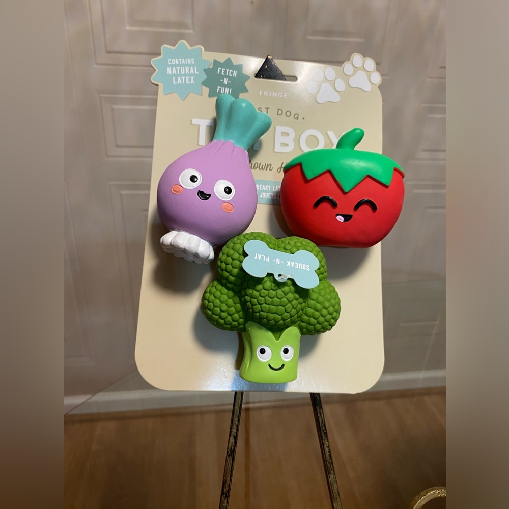 - - Fringe Set Of 3 Little Toys With Squeaker. Home Grown Hapiness